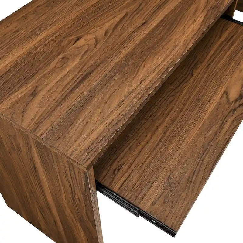 Bureau d'angle en noyer avec plateau coulissant pour clavier, simple