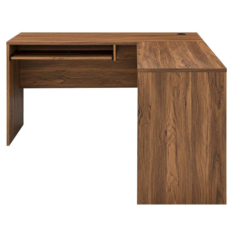 Bureau d'angle en noyer avec plateau coulissant pour clavier, simple