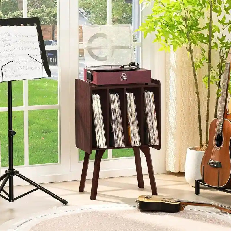 Meuble pour platine vinyle 4 cubes – Noyer/Noir/Marron/Naturel/Blanc, Simple