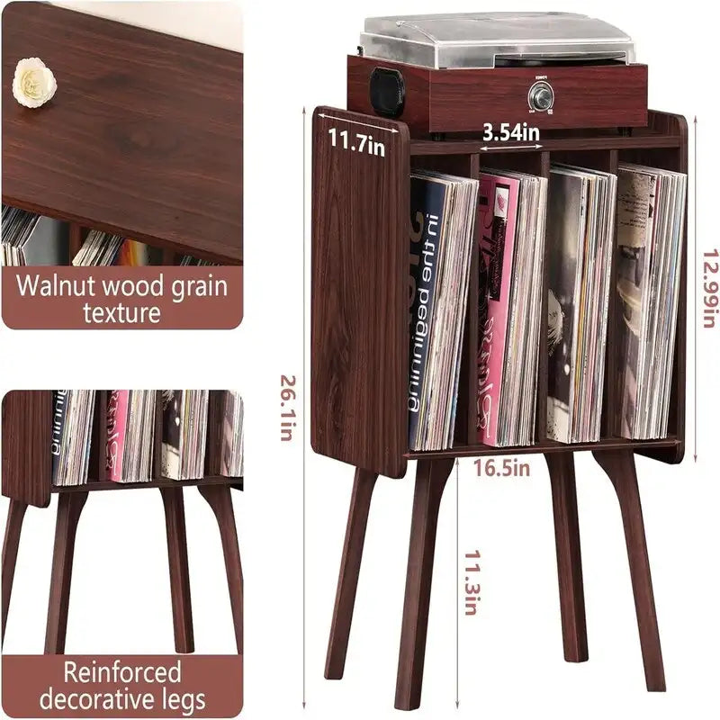 Meuble pour platine vinyle 4 cubes – Noyer/Noir/Marron/Naturel/Blanc, Simple