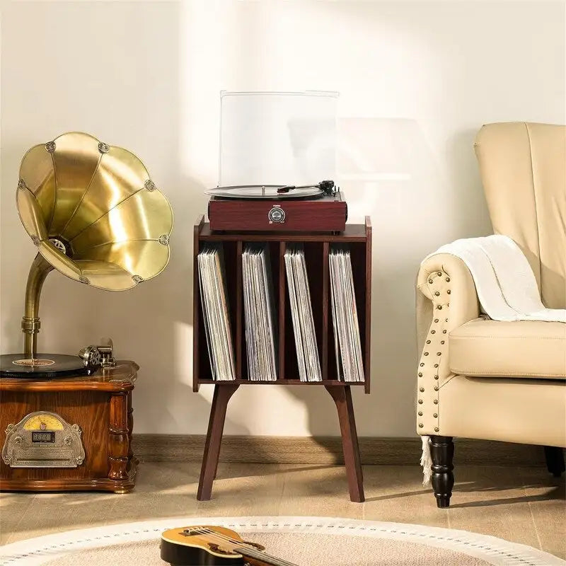 Meuble pour platine vinyle 4 cubes – Noyer/Noir/Marron/Naturel/Blanc, Simple