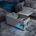 Table basse relevable noire avec lumières LED RVB et étagère réglable – 1 personne