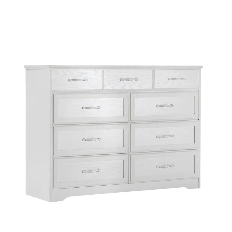 Commode noire et blanche à 9 tiroirs, style porte de grange