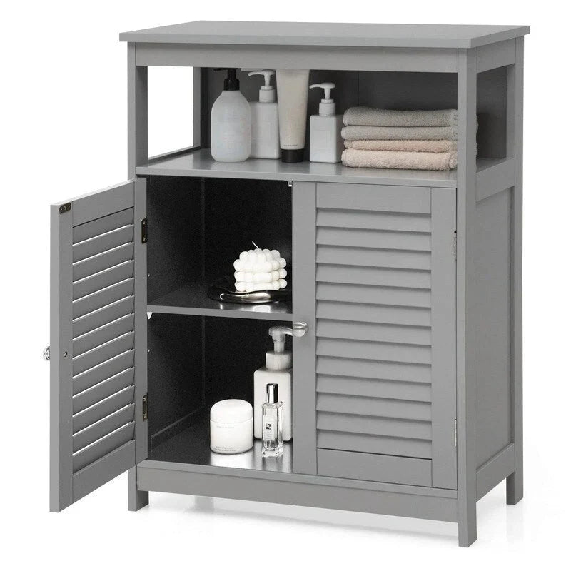 Armoire de rangement à persiennes Blanche / Grise / Noire, assemblage par 1 personne