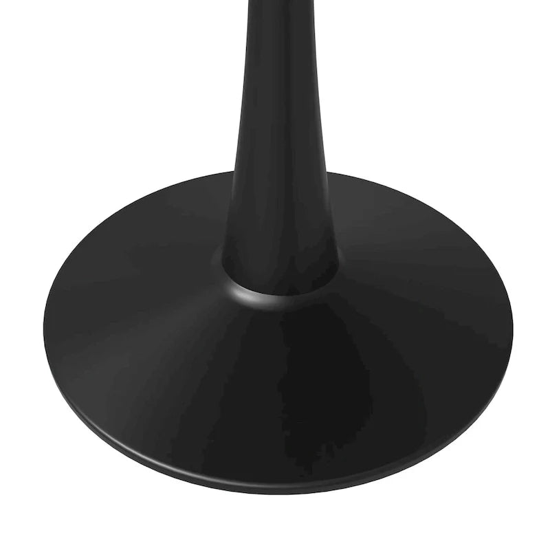 Table à manger ronde sur pied pour 4 personnes, noire / blanche / blanc veiné, plateau en MDF