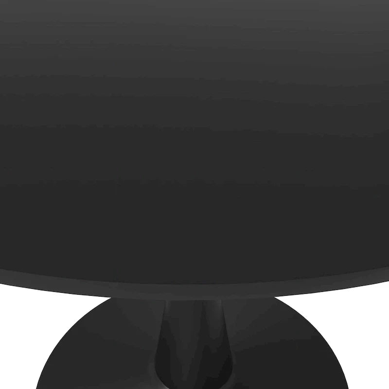 Table à manger ronde sur pied pour 4 personnes, noire / blanche / blanc veiné, plateau en MDF