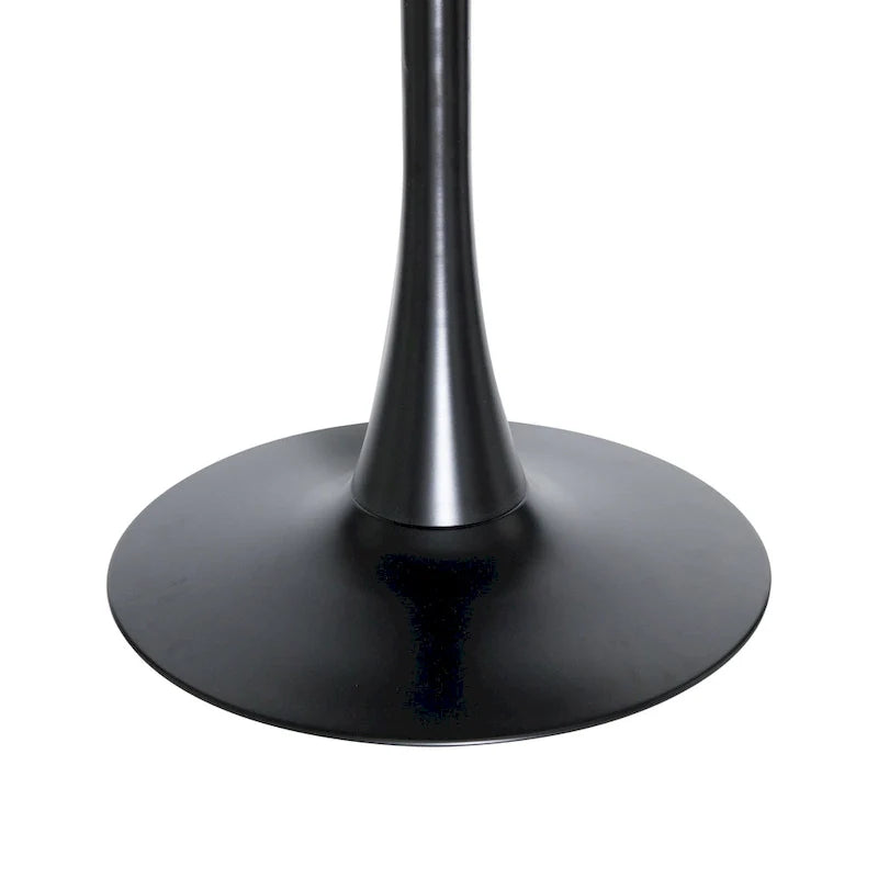 Table à manger ronde sur pied pour 4 personnes, noire / blanche / blanc veiné, plateau en MDF
